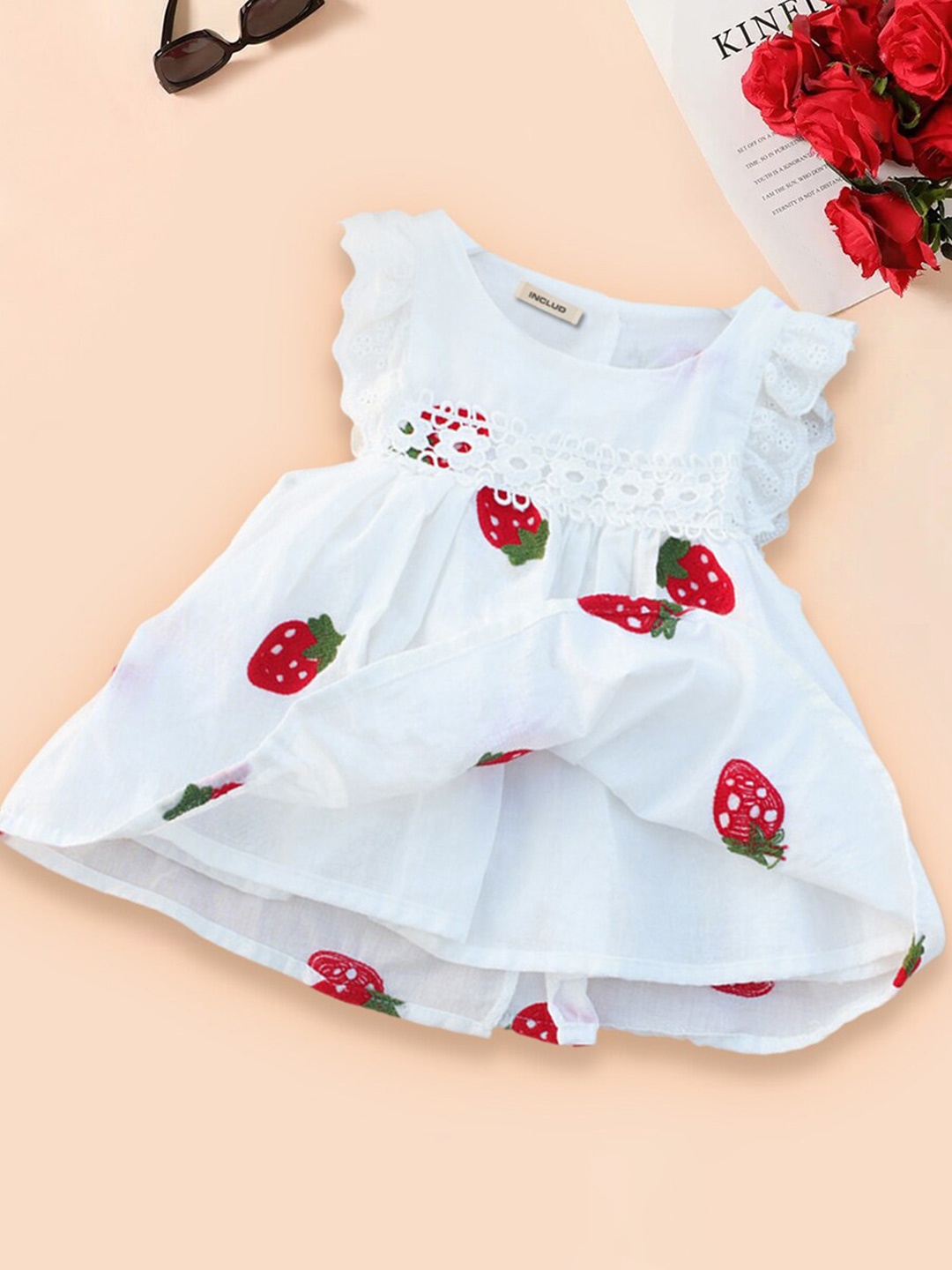 

INCLUD Girls Fit & Flare Dress, Red