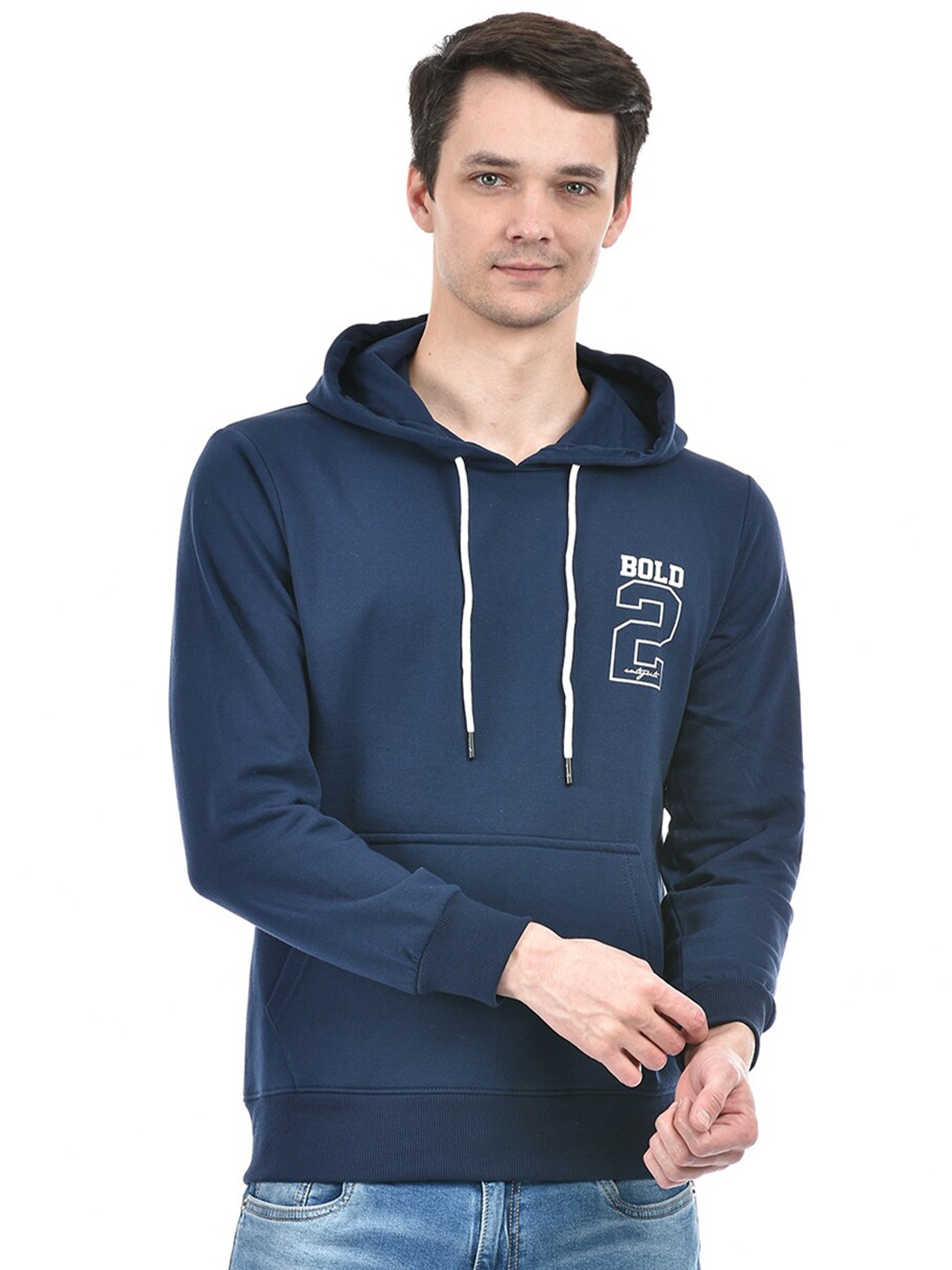 

Integriti Men Typography Printed Hooded Sweatshirt, Navy blue