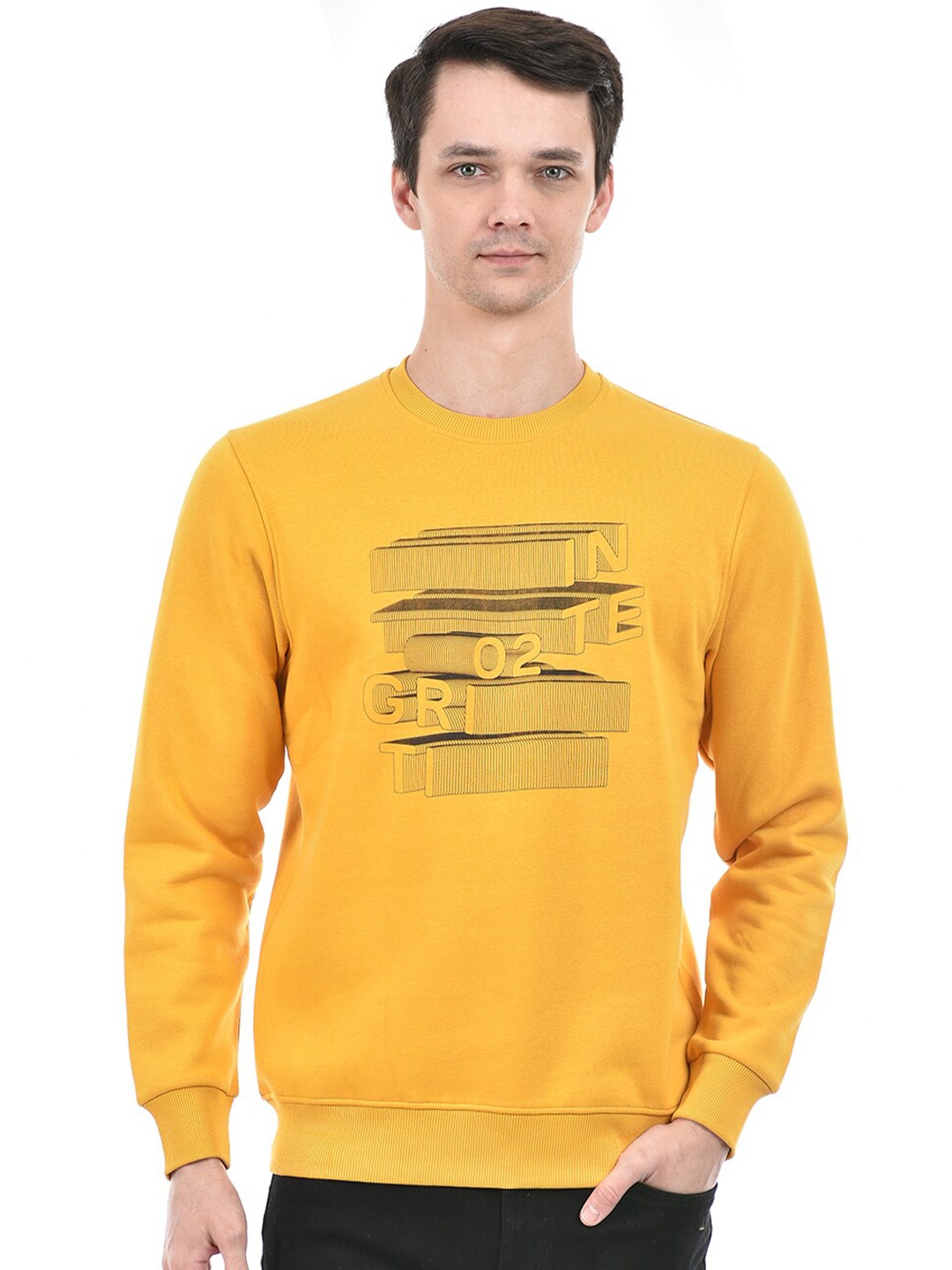 

Integriti Typography Printed Pullover Sweatshirt, Yellow