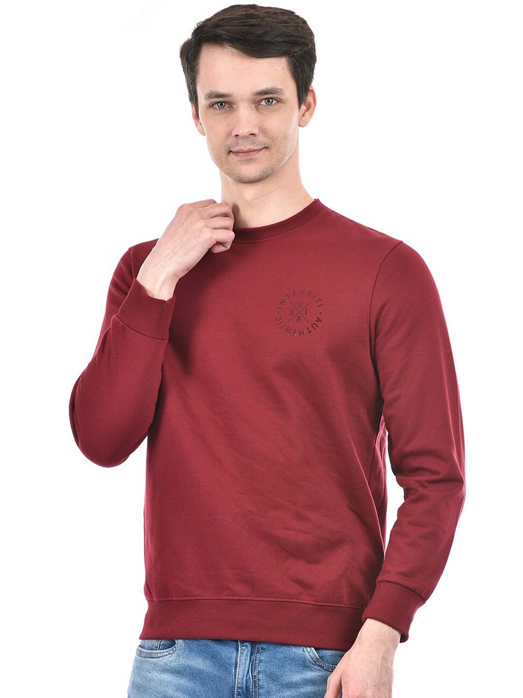 

Integriti Round Neck Long Sleeves Pullover Sweatshirt, Maroon