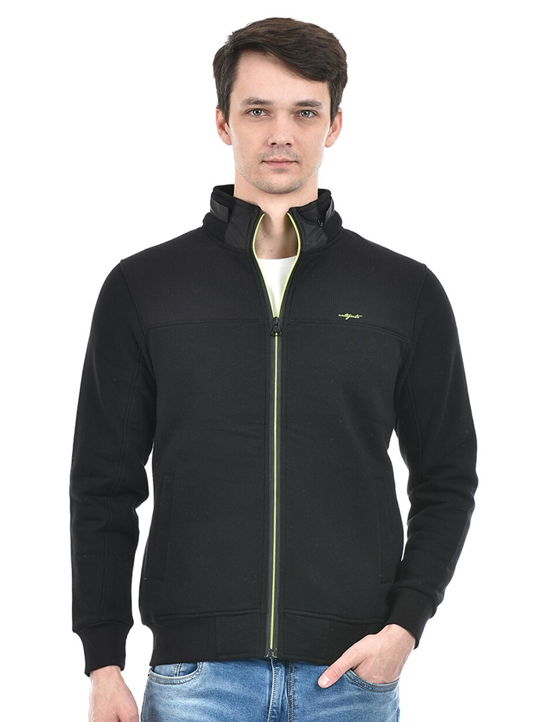 

Integriti Mock Collar Front-Open Sweatshirt, Black
