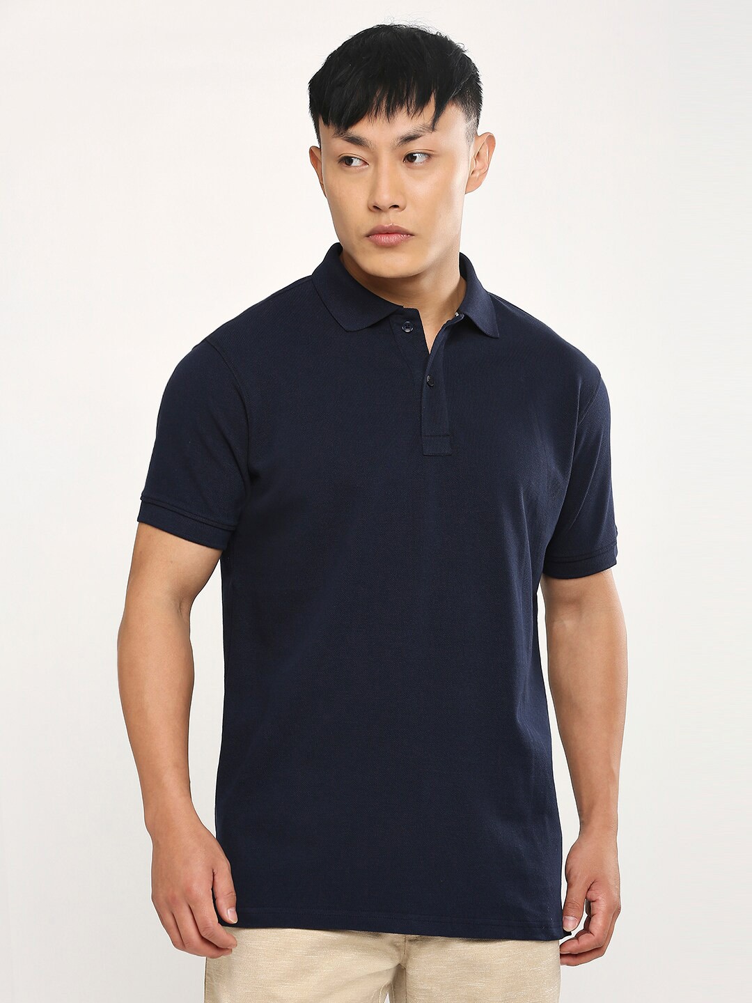 

Blamblack Polo Collar Short Sleeves T-shirt, Navy blue