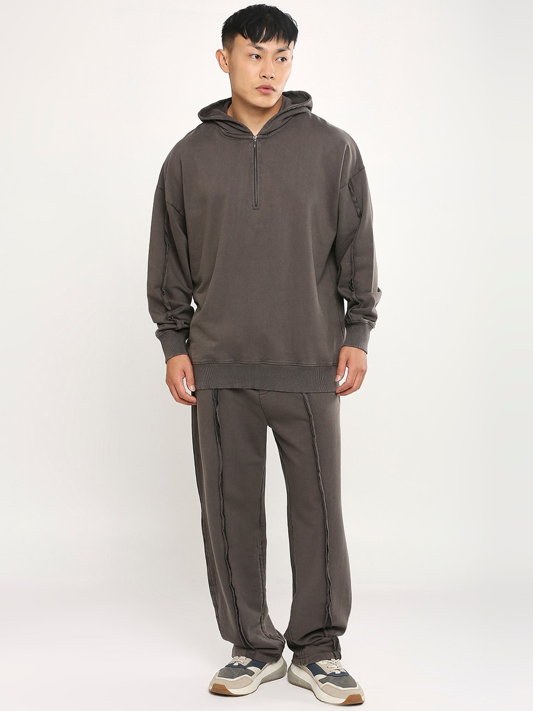 

Blamblack Hooded Long Sleeves Sweatshirt With Trousers, Grey