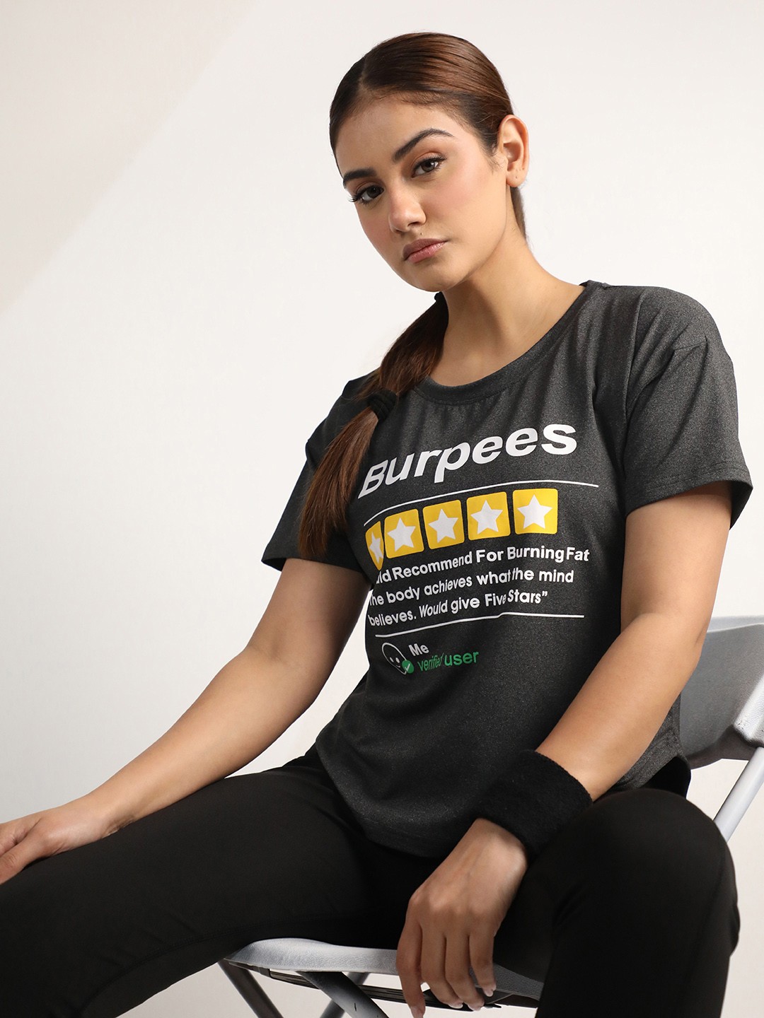 

CHKOKKO Typography Printed Drop-Shoulder Sleeves Dry Fit Sports T-shirt, Grey