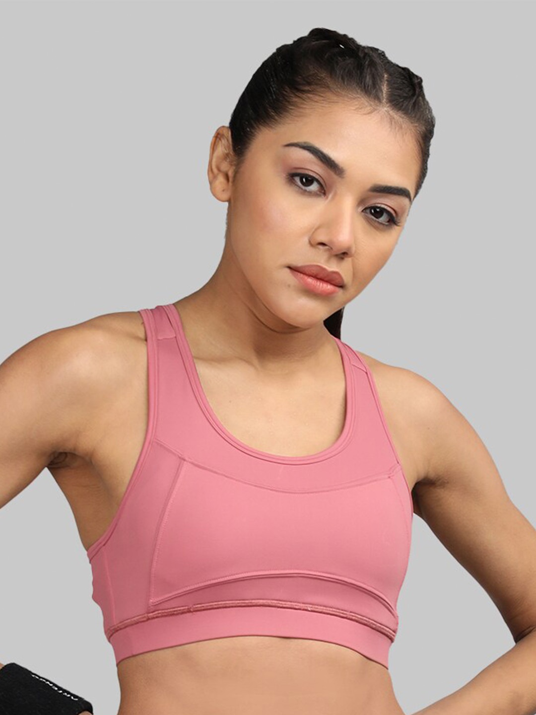 CHKOKKO Full Coverage High Support Super Support Dry Fit Workout Bra, Pink