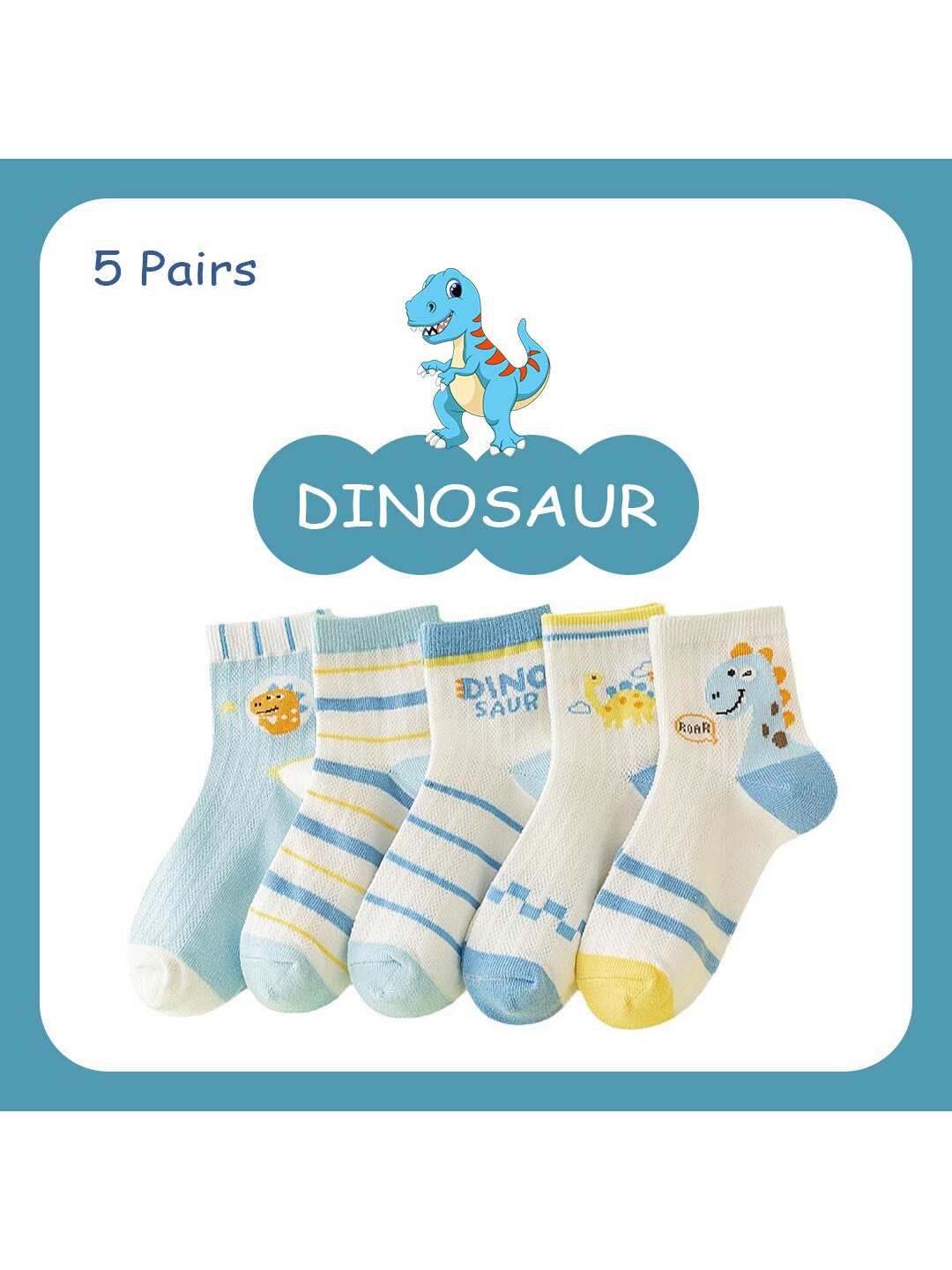 

SYGA Kids Pack Of 5 Patterned Pure Cotton Above Ankle-Length Socks, Yellow
