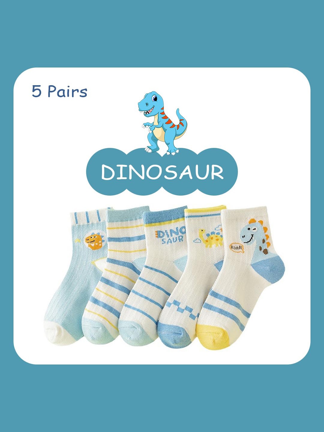 

SYGA Kids Pack Of 5 Patterned Stretchable Above Ankle-Length Pure Cotton Socks, White