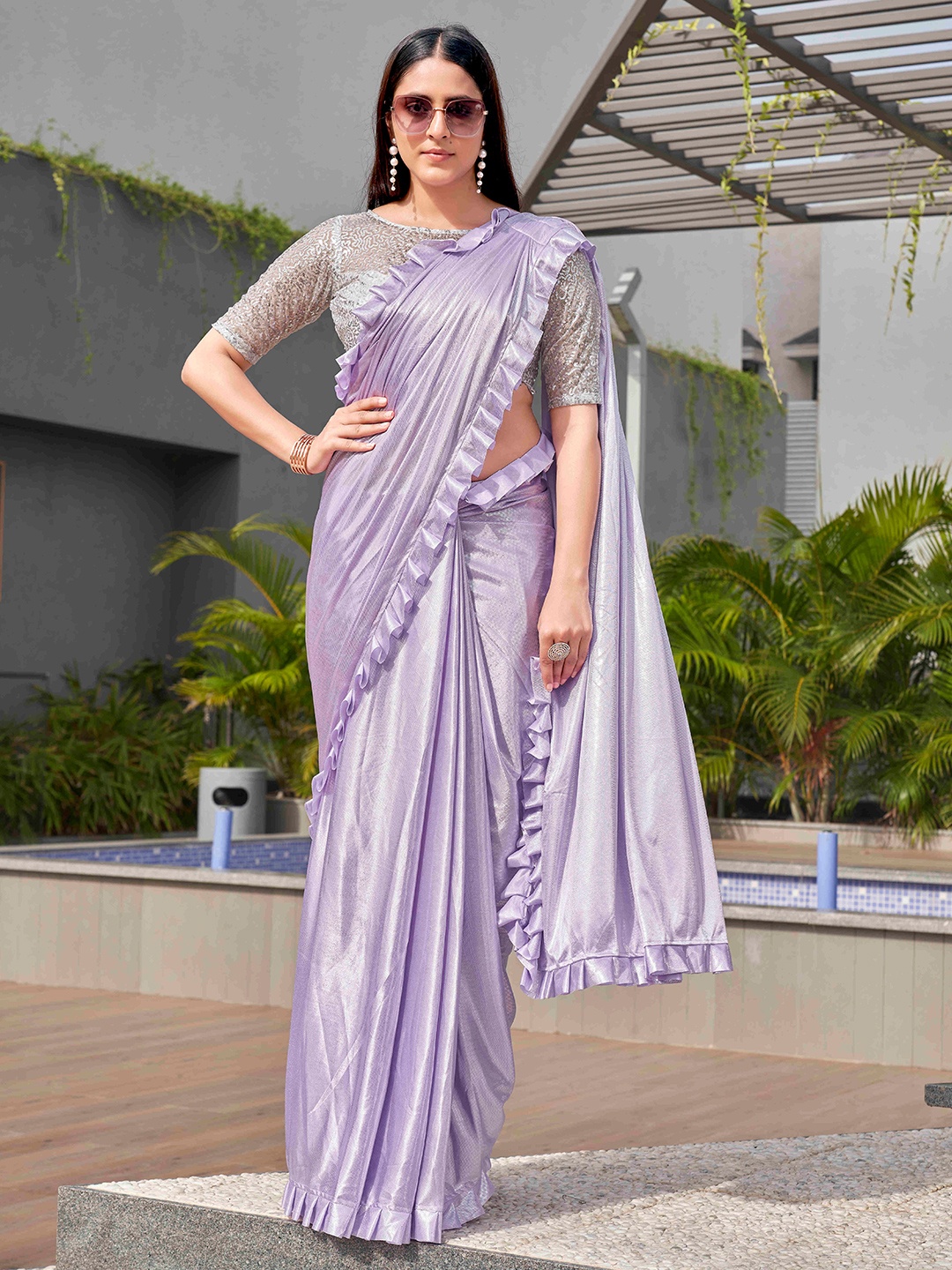 

Tikhi Imli Lavender Embellished Saree