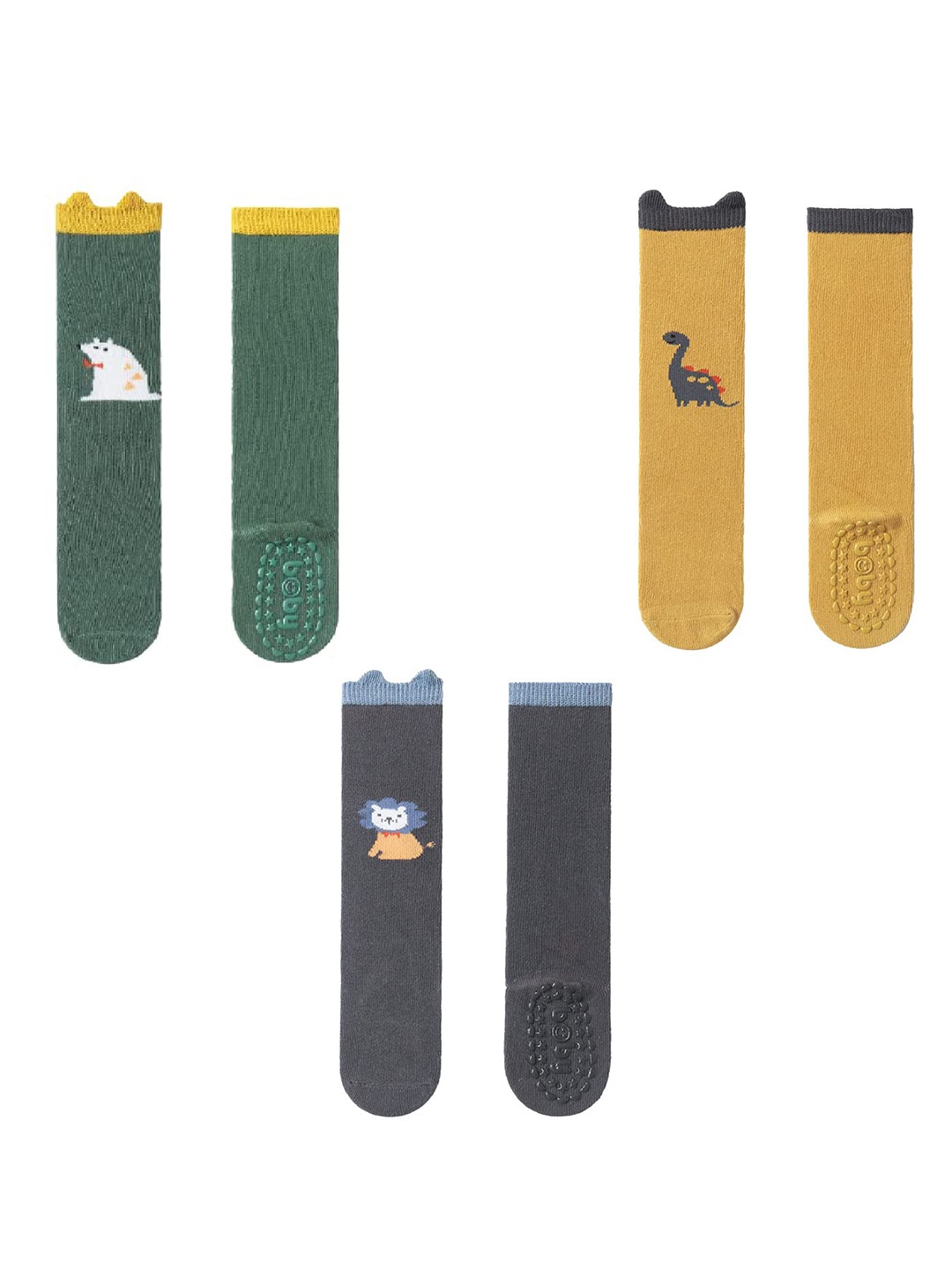 

SYGA Kids Pack Of 3 Patterned Socks, Green