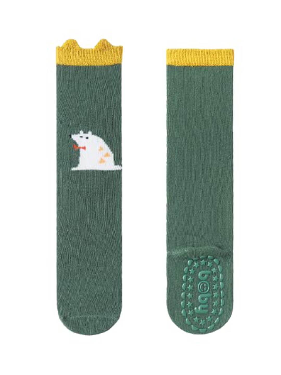 

SYGA Kids Patterned Stretchable Knee-Length Pure Cotton Socks, Green