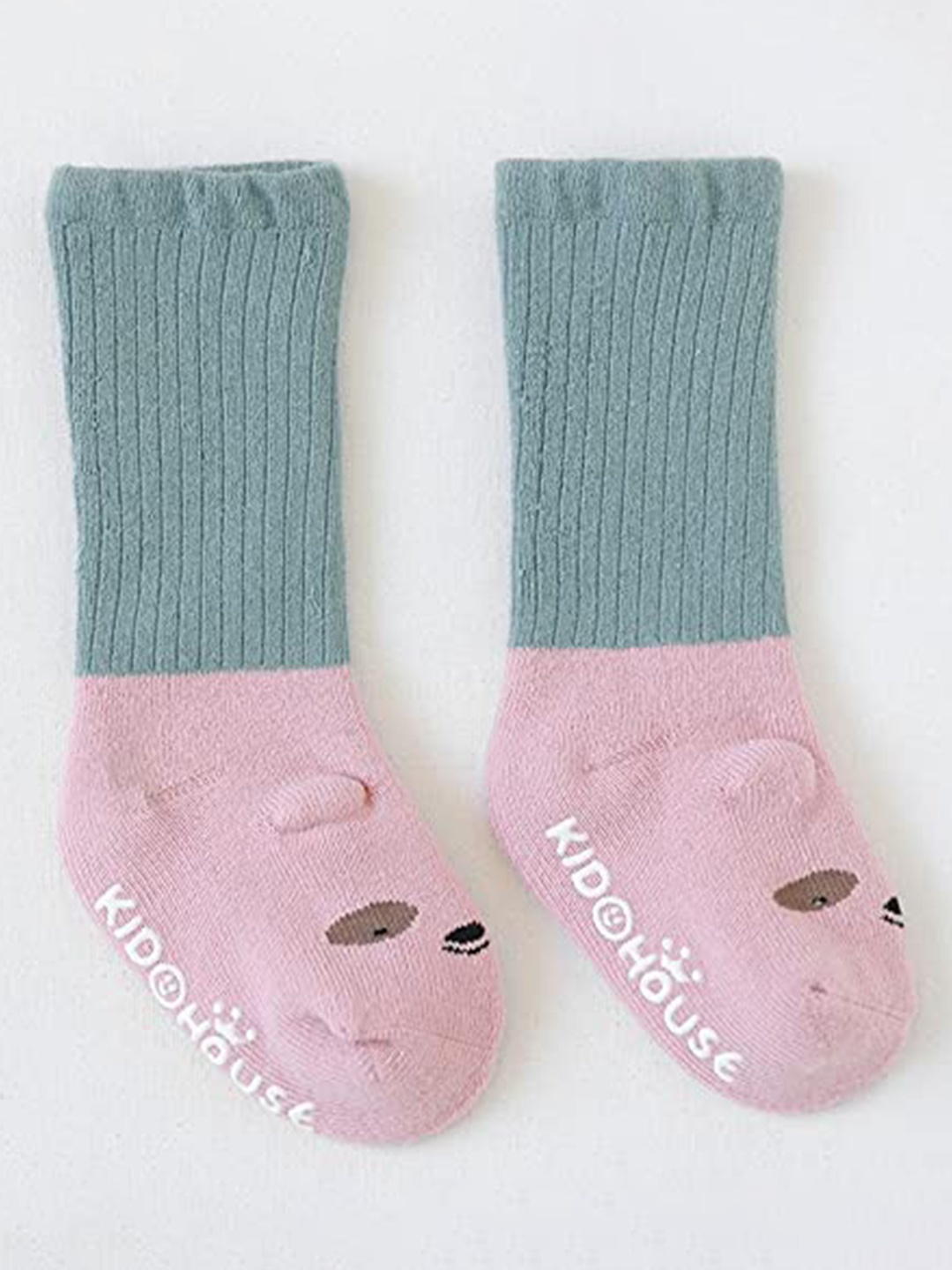 

SYGA Kids Patterned Pure Cotton Stretchable Calf-Length Socks, Green