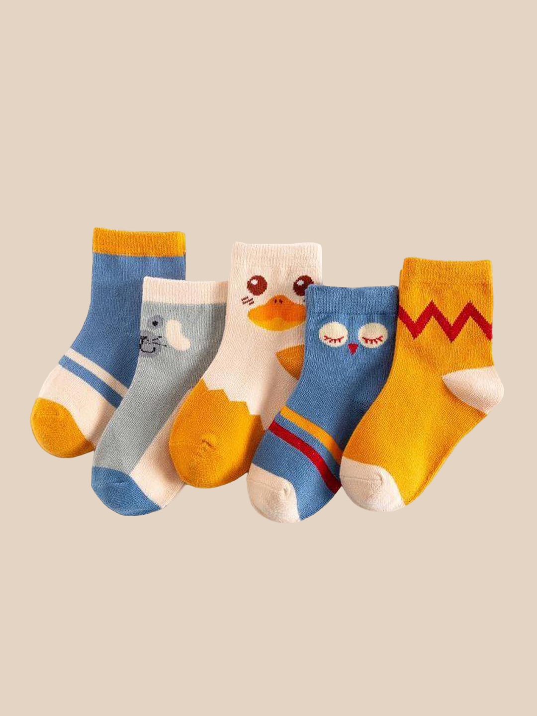 

SYGA Infants Pack of 5 Patterned Pure Cotton Above-Ankle Length Socks, Blue