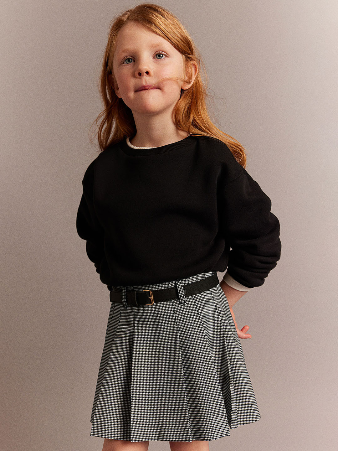 

H&M Girls Pleated Mini Skirt, Black