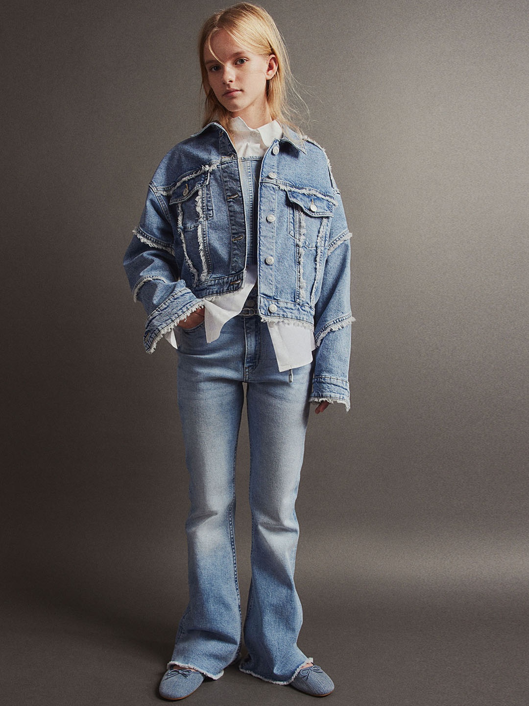 

H&M Girls Flared Leg Jeans, Blue