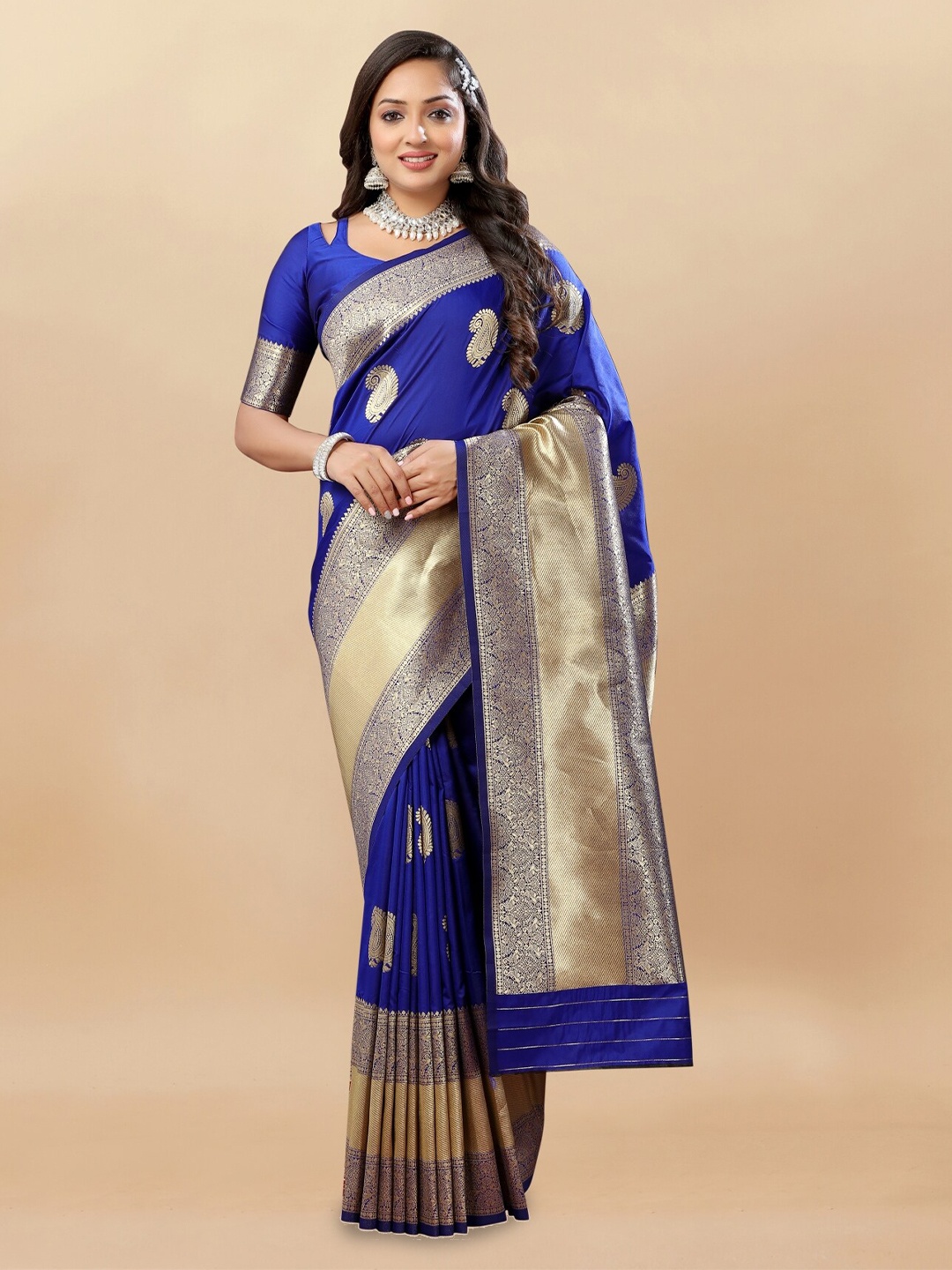 

Anouk Ethnic Woven Design Zari Pure Silk Saree, Blue