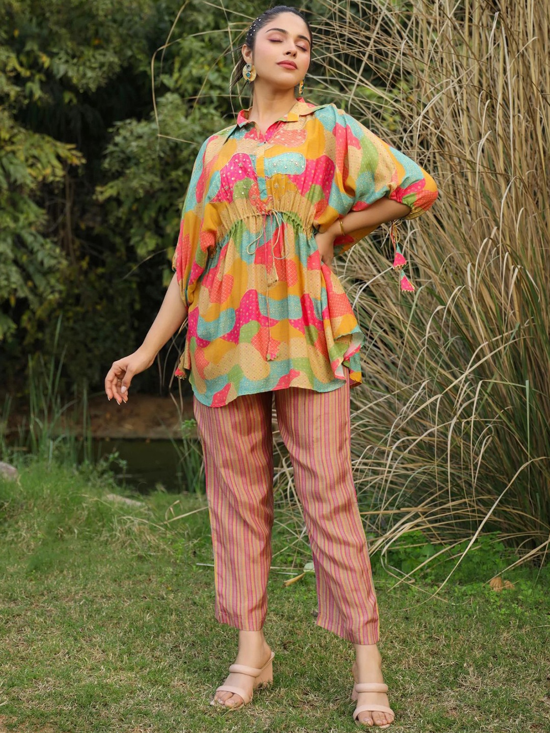 

ODETTE Printed Top With Trousers, Yellow