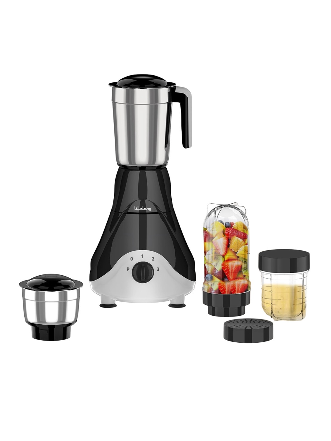 

Lifelong Black 500W Mixer Grinder With 4 Jars