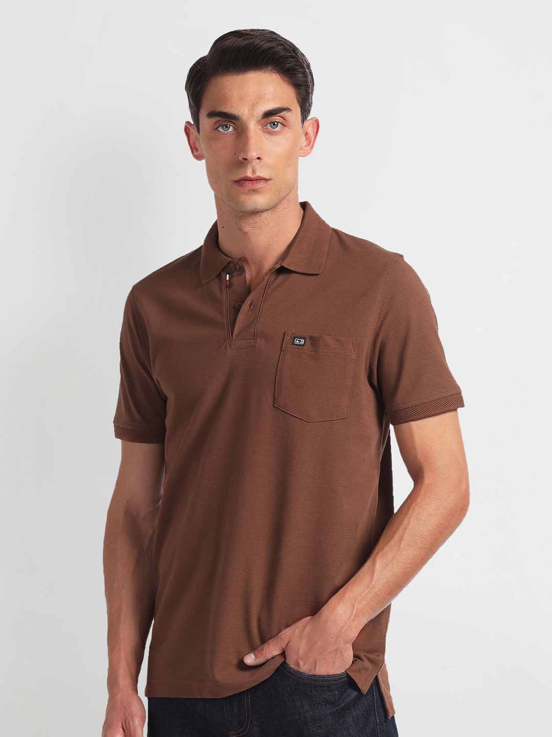 Arrow Sport Polo Collar Short Sleeves T-shirt, Brown