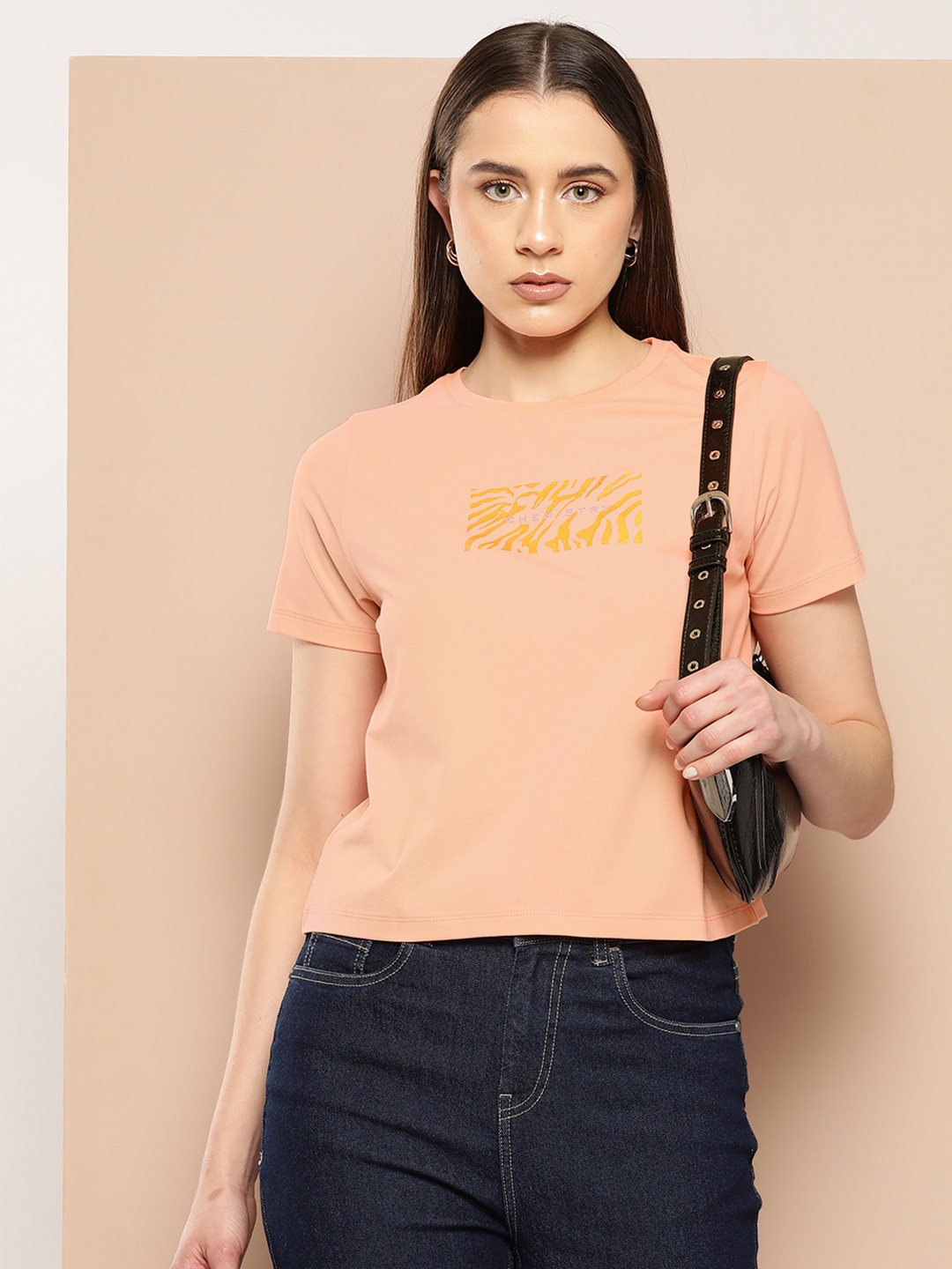 

Chemistry Women Graphic Printed T-shirt, Orange