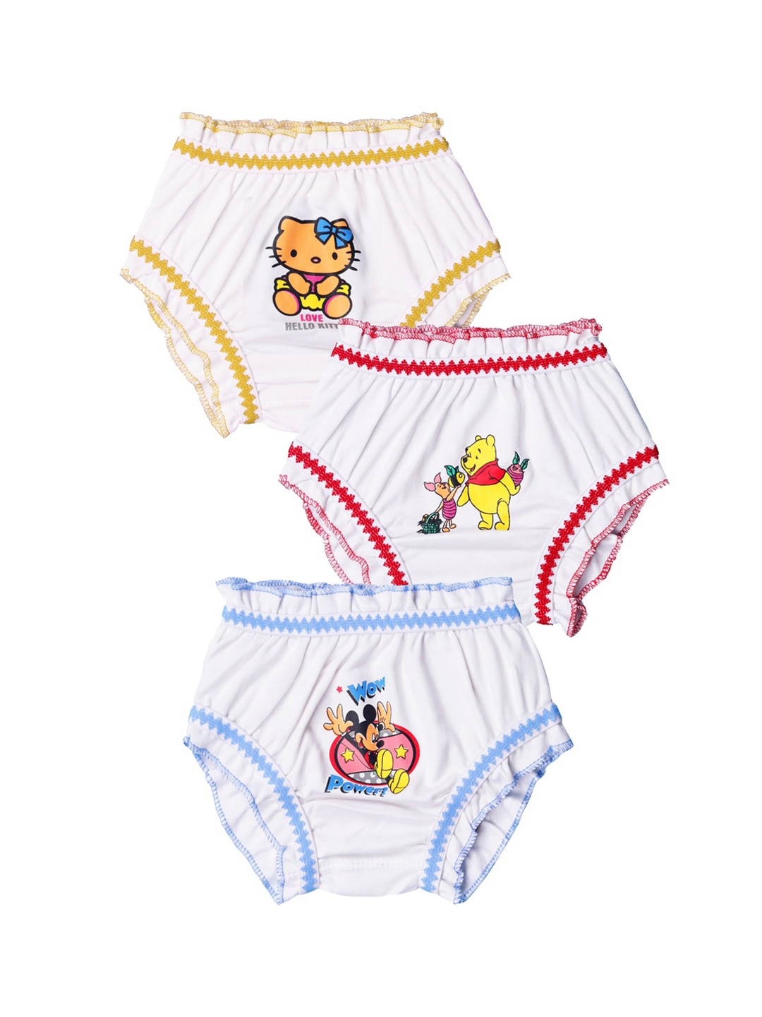 

BAESD Girls Pack Of 3 Printed Anti Bacterial Basic Briefs, Red