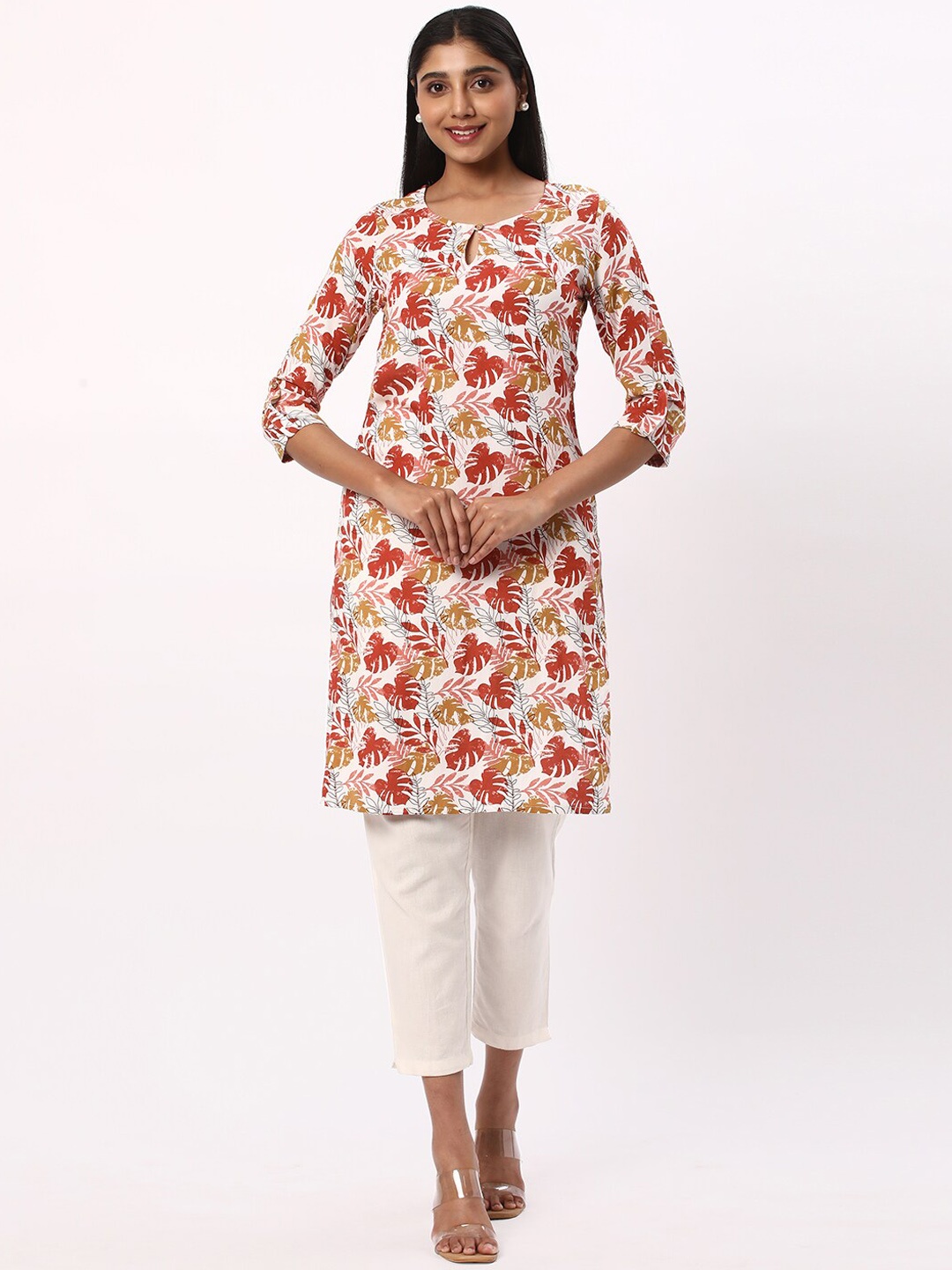 

R&B Ethnic Motifs Printed Straight Kurta, Red