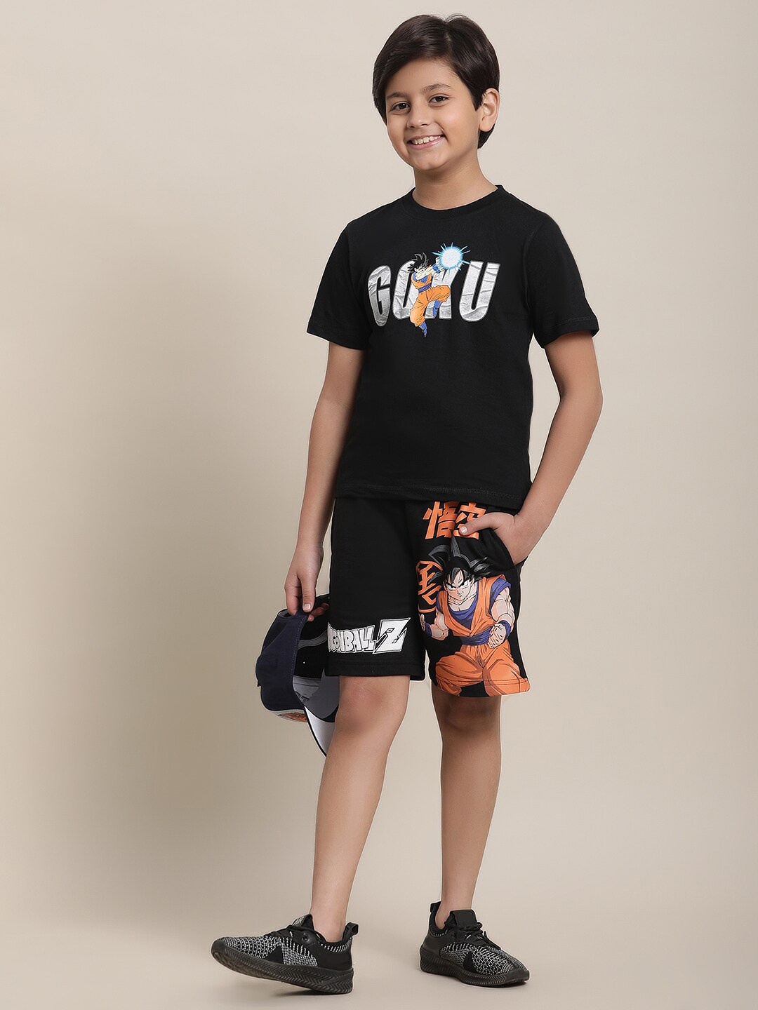 

Kids Ville Boys Dragon Ball Z Printed Pure Cotton T-Shirt With Shorts, Black