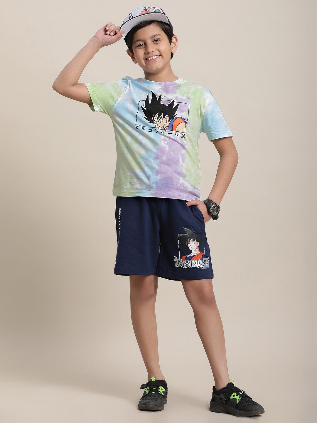 

Kids Ville Boys Dragon Ball Z Printed Pure Cotton T-Shirt With Shorts, Green