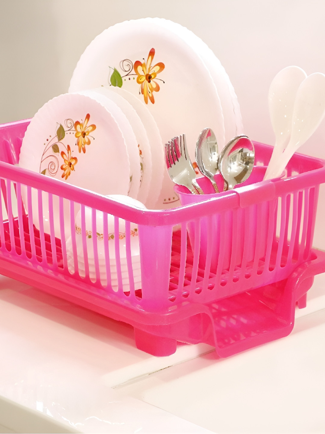 

SHOPIXO Pink Drying Washing Basket Tray