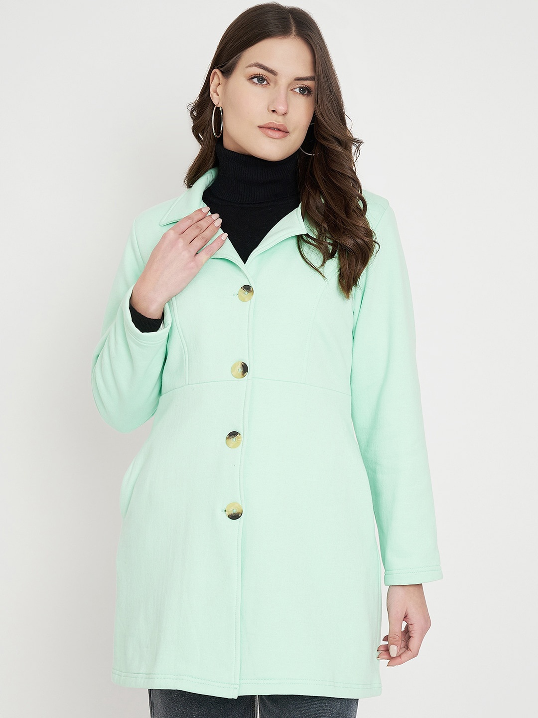 

BRINNS Notched Lapel Collar Single Breasted Overcoat, Green