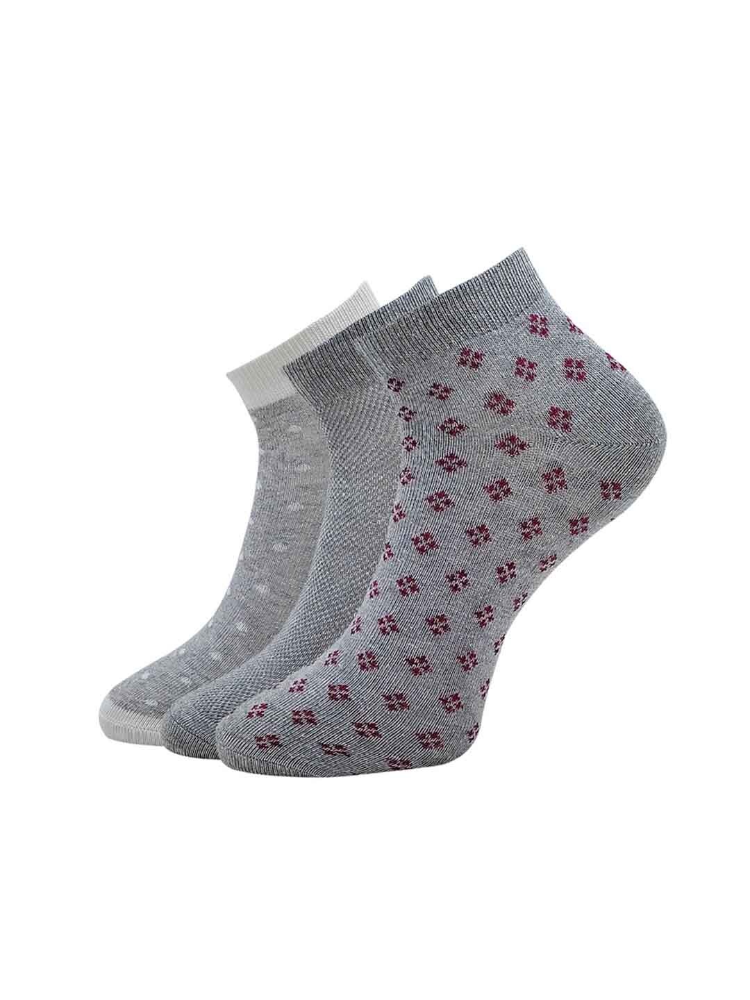 

Allen Solly Women Pack Of 3 Patterned Ankle-Length Socks, Grey
