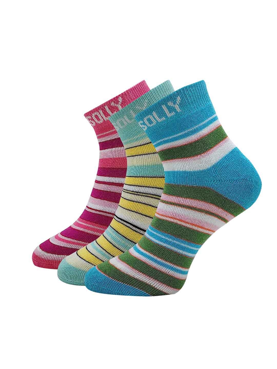

Allen Solly Women Pack of 3 Striped Above Ankle-Length Socks, Blue