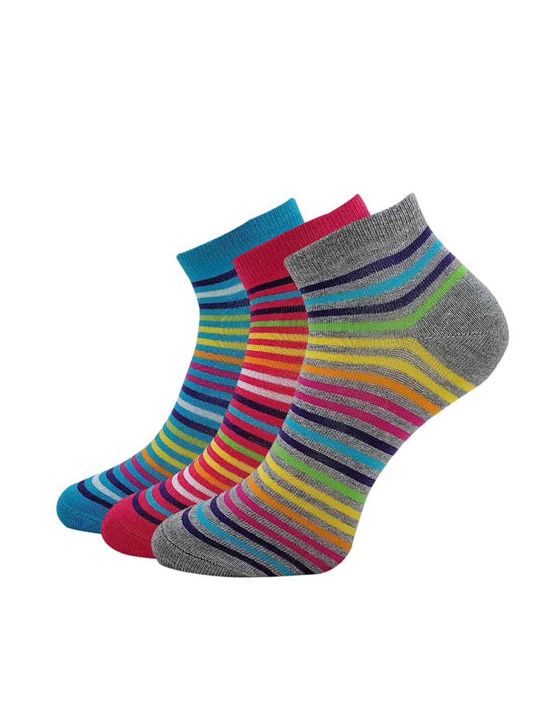 

Allen Solly Women Pack Of 3 Striped Ankle-Length Socks, Blue