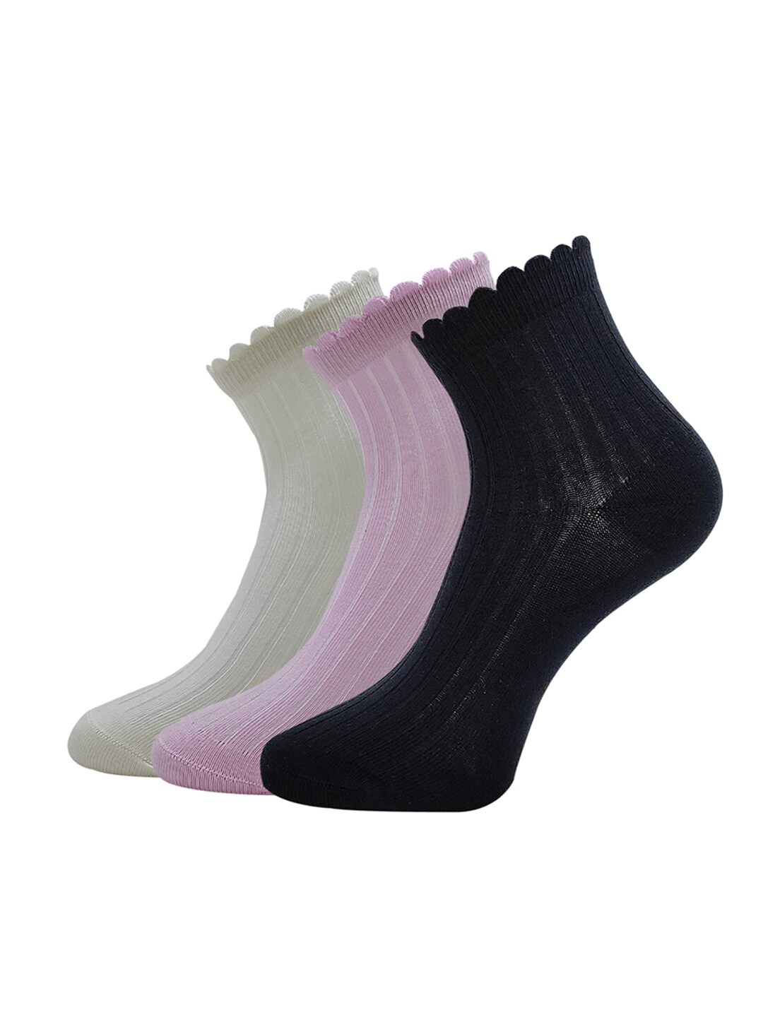 

Allen Solly Women Pack Of 3 Patterned Ankle-Length Socks, White