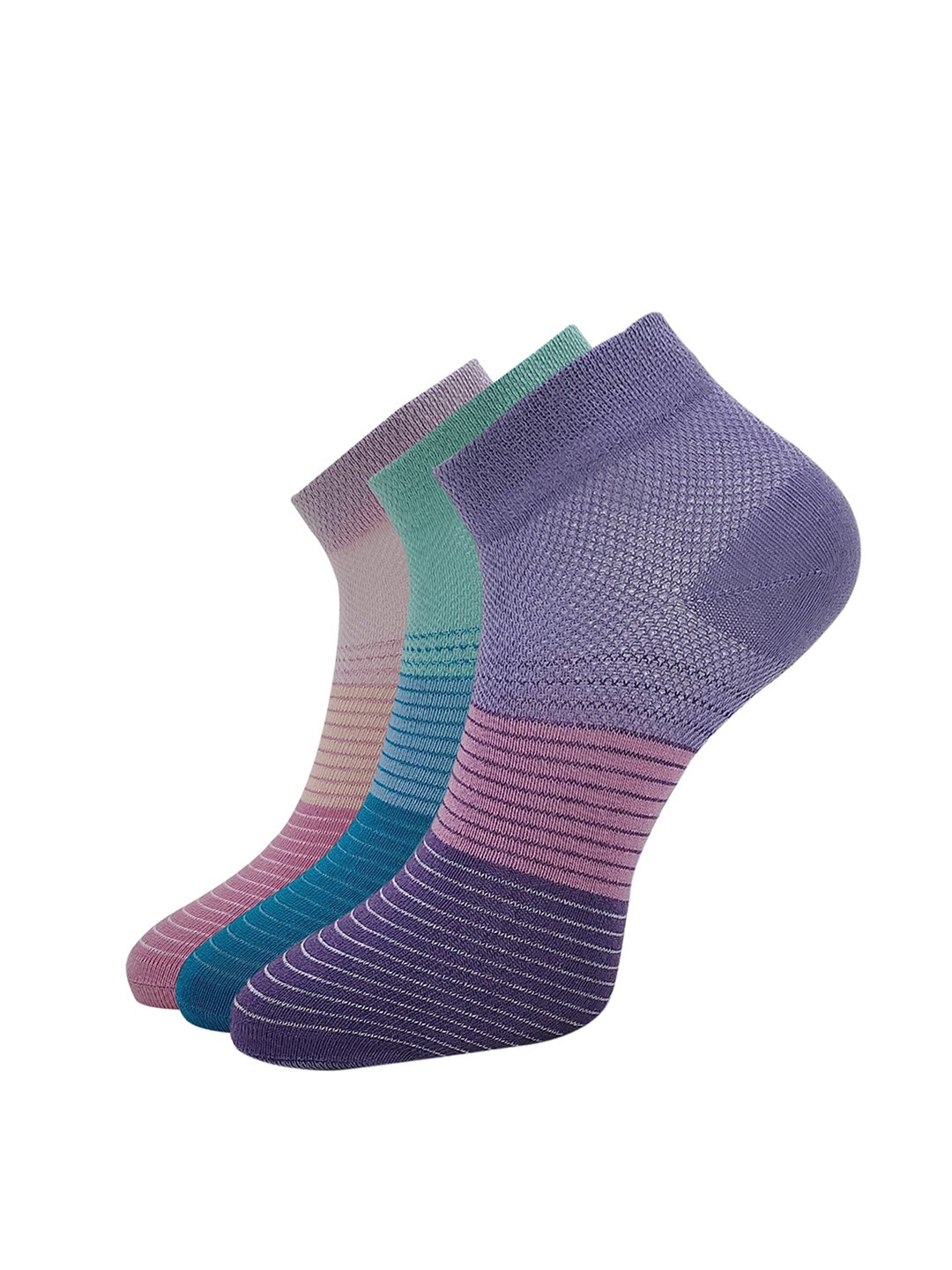 

Allen Solly Women Pack Of 3 Patterned Ankle-Length Socks, Lavender