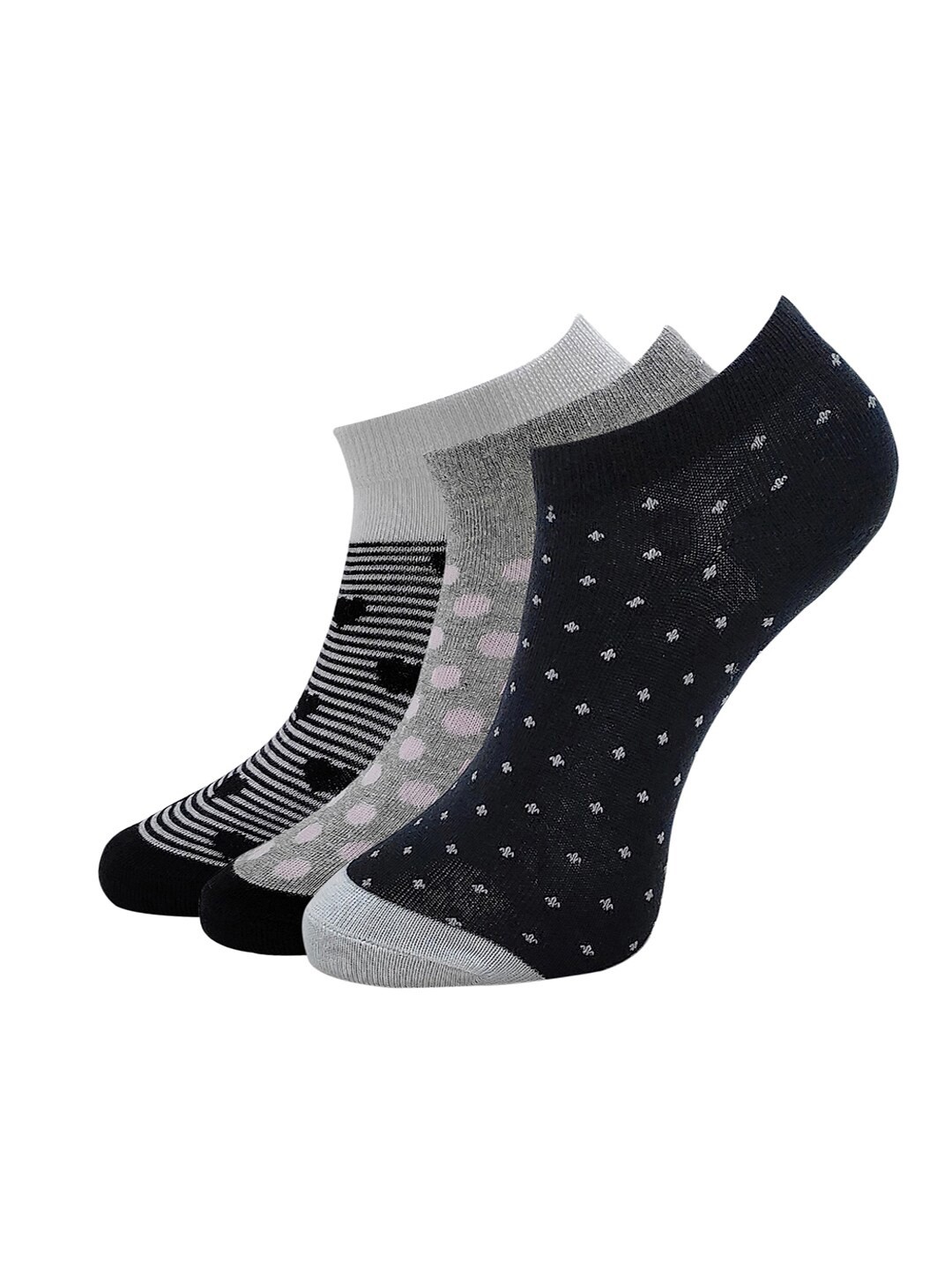 

Allen Solly Women Pack Of 3 Patterned Ankle-Length Socks, Black