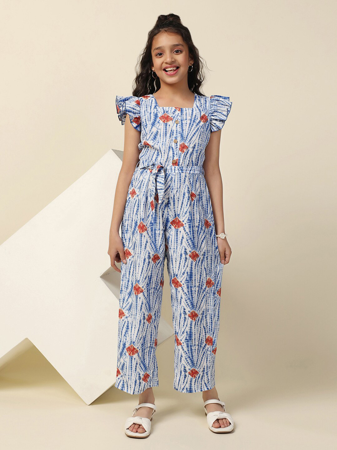 

FASHION DREAM Girls Printed Basic Jumpsuit, Blue