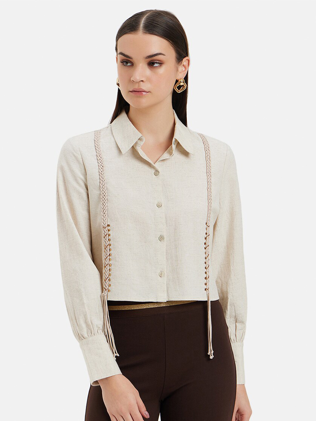 

Kazo Standard Opaque Cotton Formal Shirt, Beige