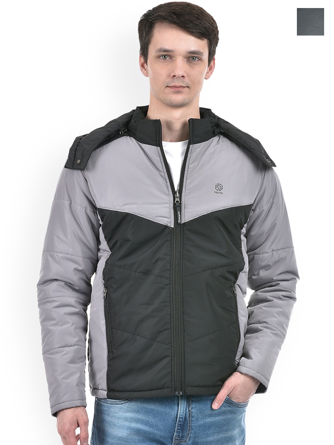 

Integriti Colourblocked Hooded Reversible Padded Jacket, Black