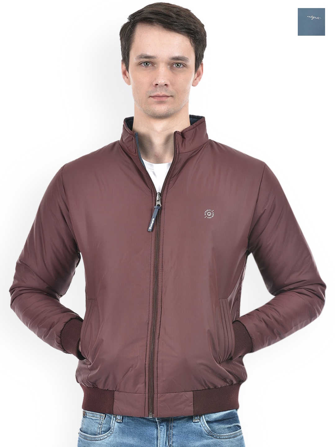 

Integriti Mock Collar Reversible Bomber Jacket, Burgundy