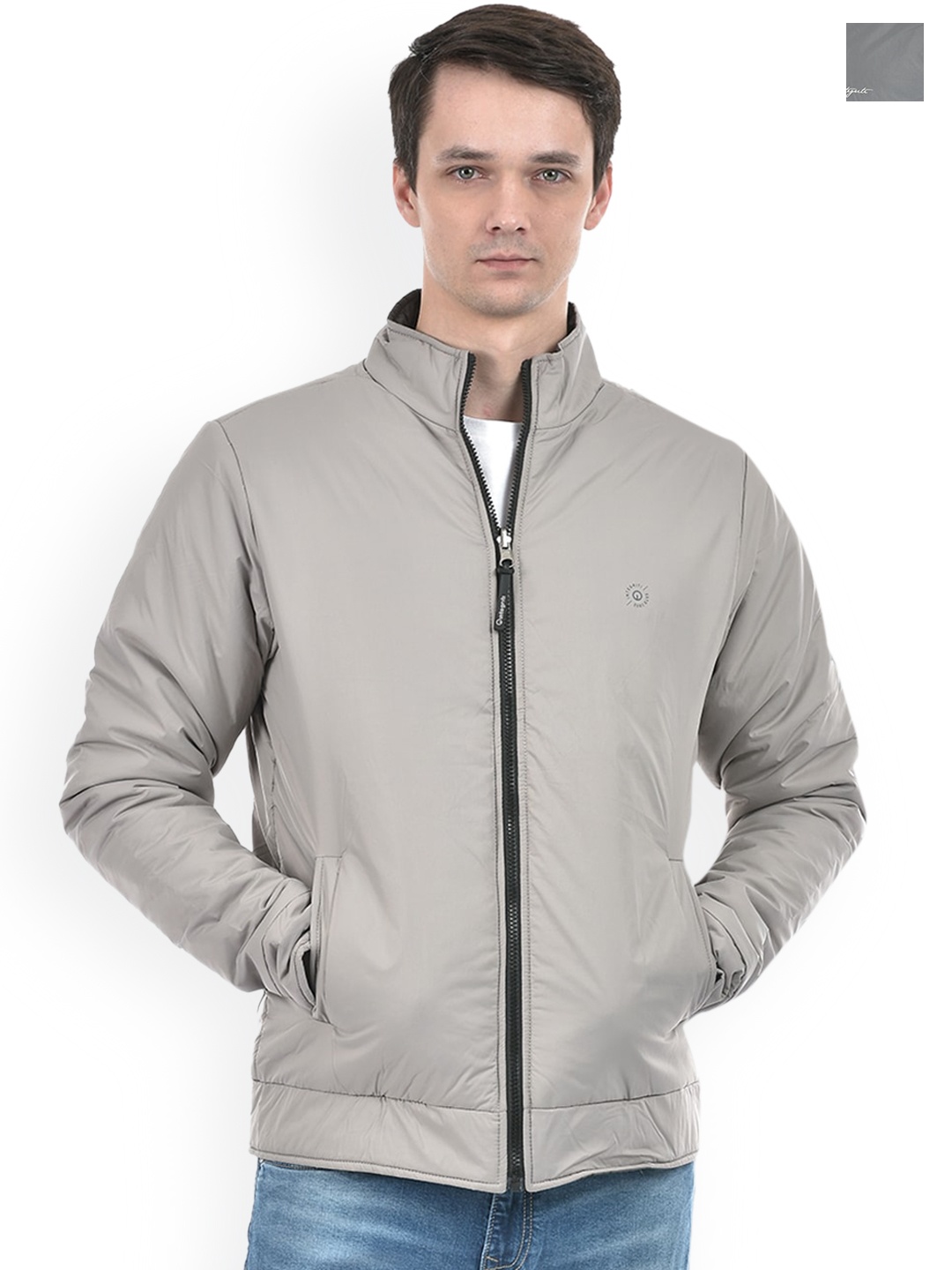 

Integriti Mock Collar Reversible Bomber Jacket, Grey