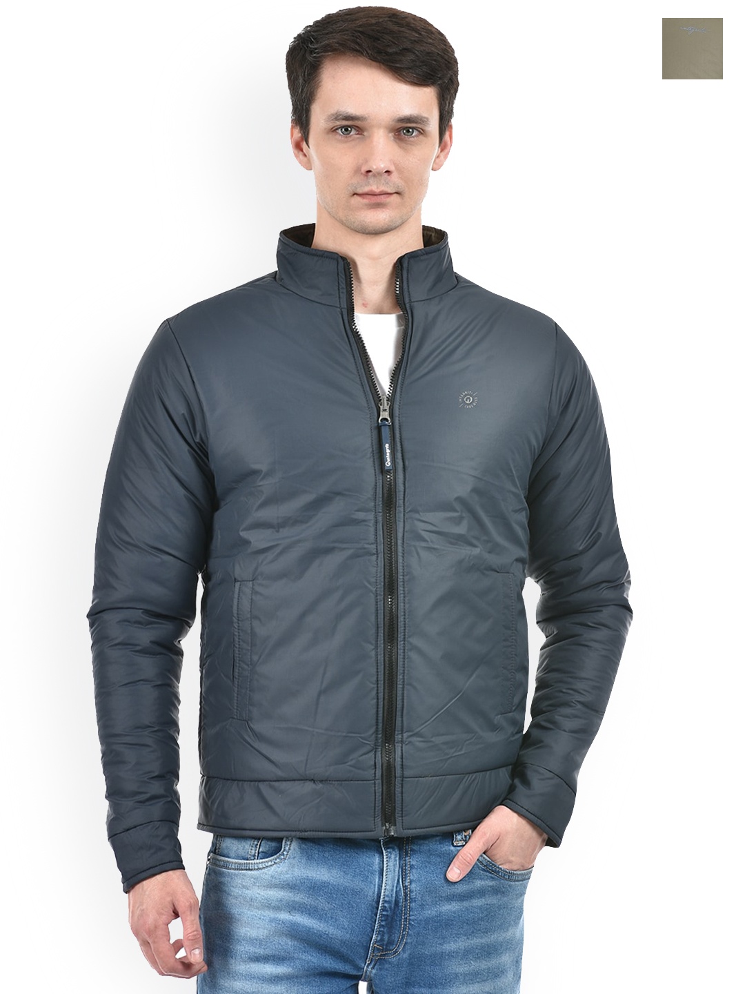 Integriti Stand Collar Reversible Padded Jacket, Navy blue