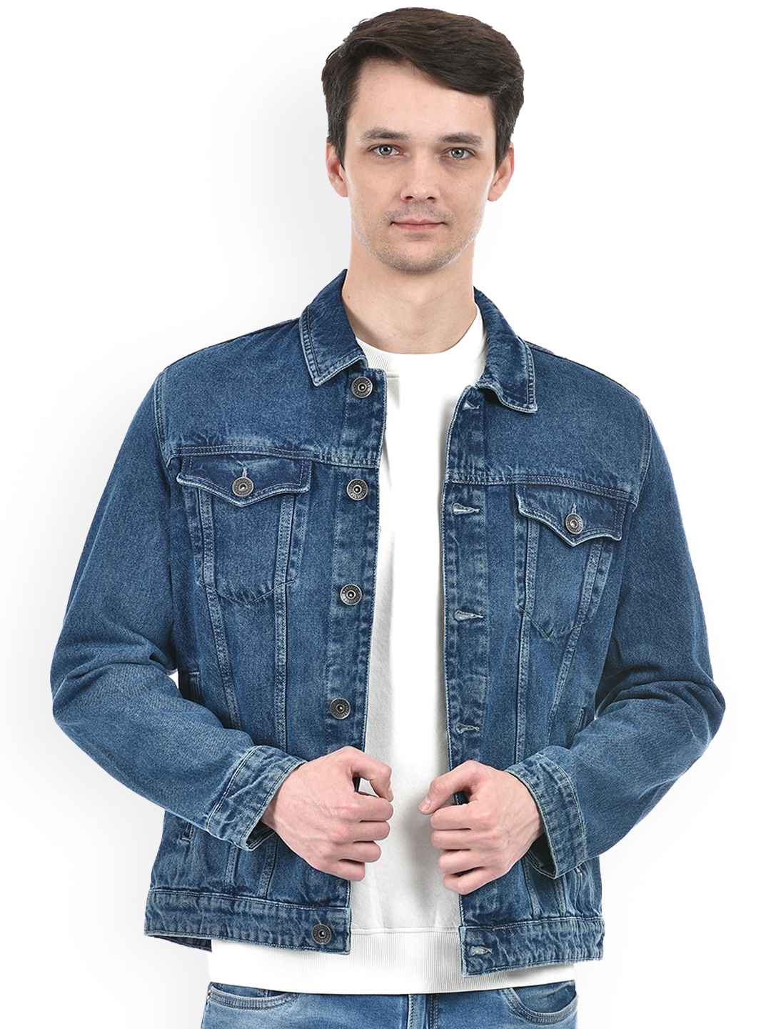 

Integriti Long Sleeves Washed Cotton Denim Jacket, Blue