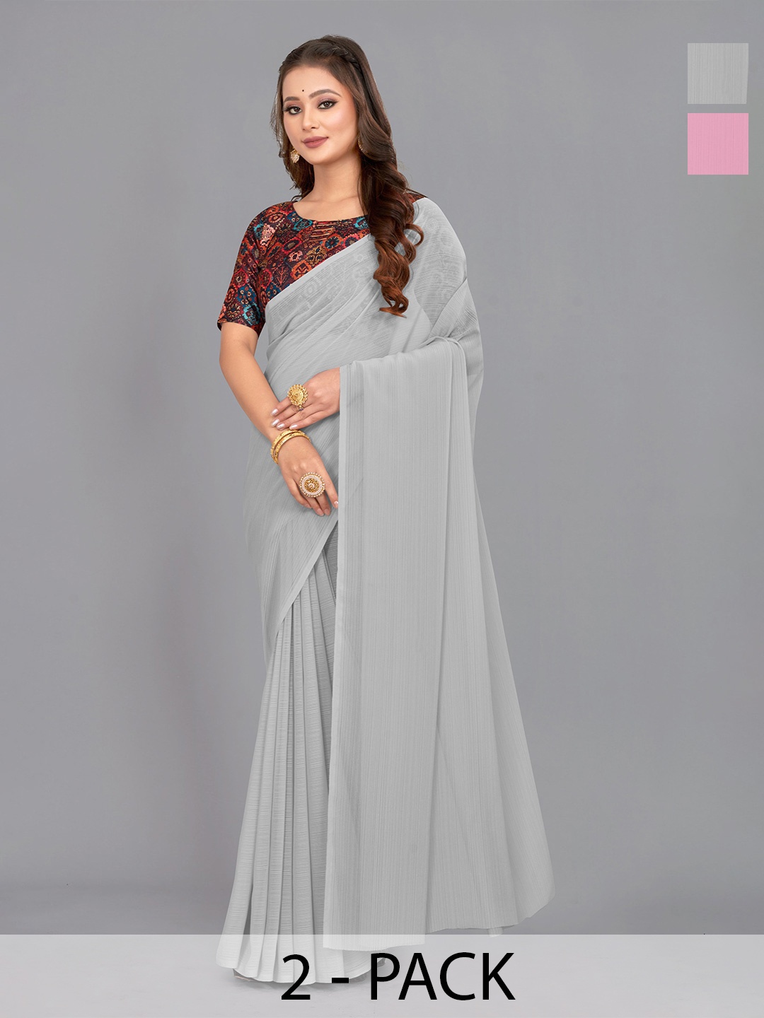 

CastilloFab Pure Chiffon Saree, Grey
