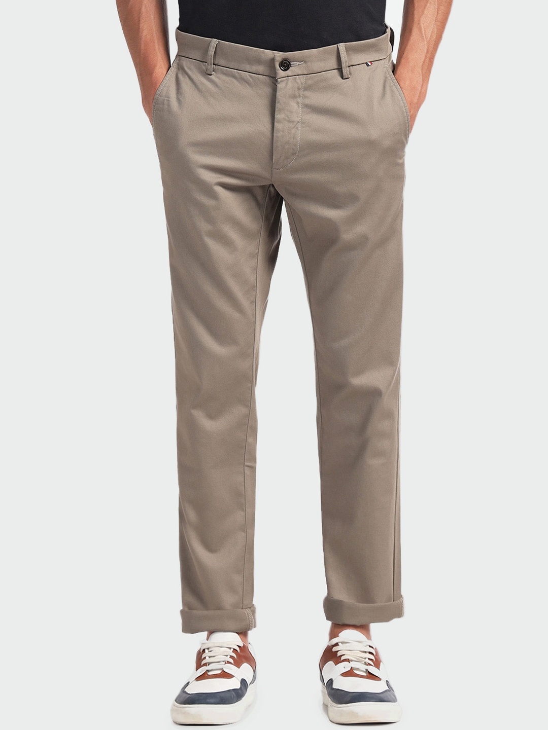 

Arrow Sport Men Dobby Smart Stretchable Slim Fit Chinos Trousers, Brown
