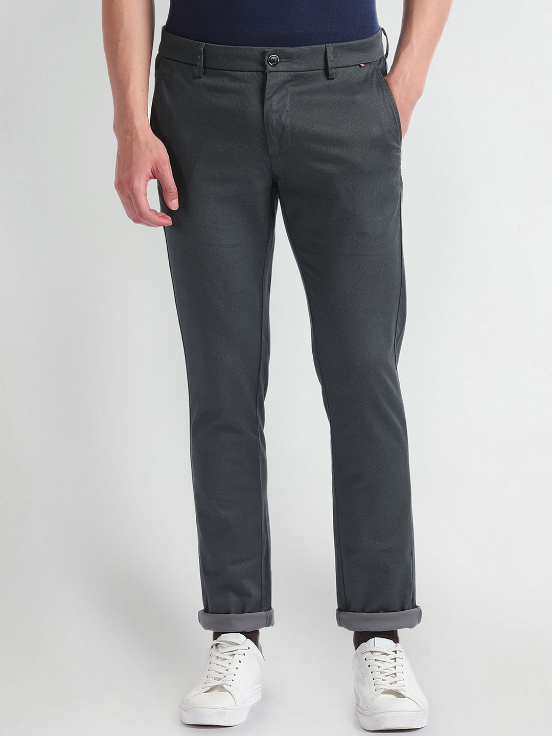 

Arrow Sport Men Slim Fit Mid Rise Trousers, Grey