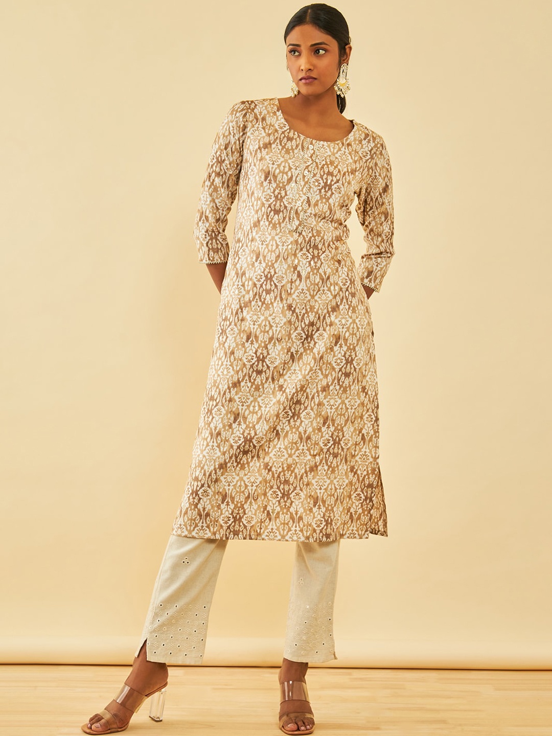 

Soch Abstract Printed Gotta Patti Kurta, Beige