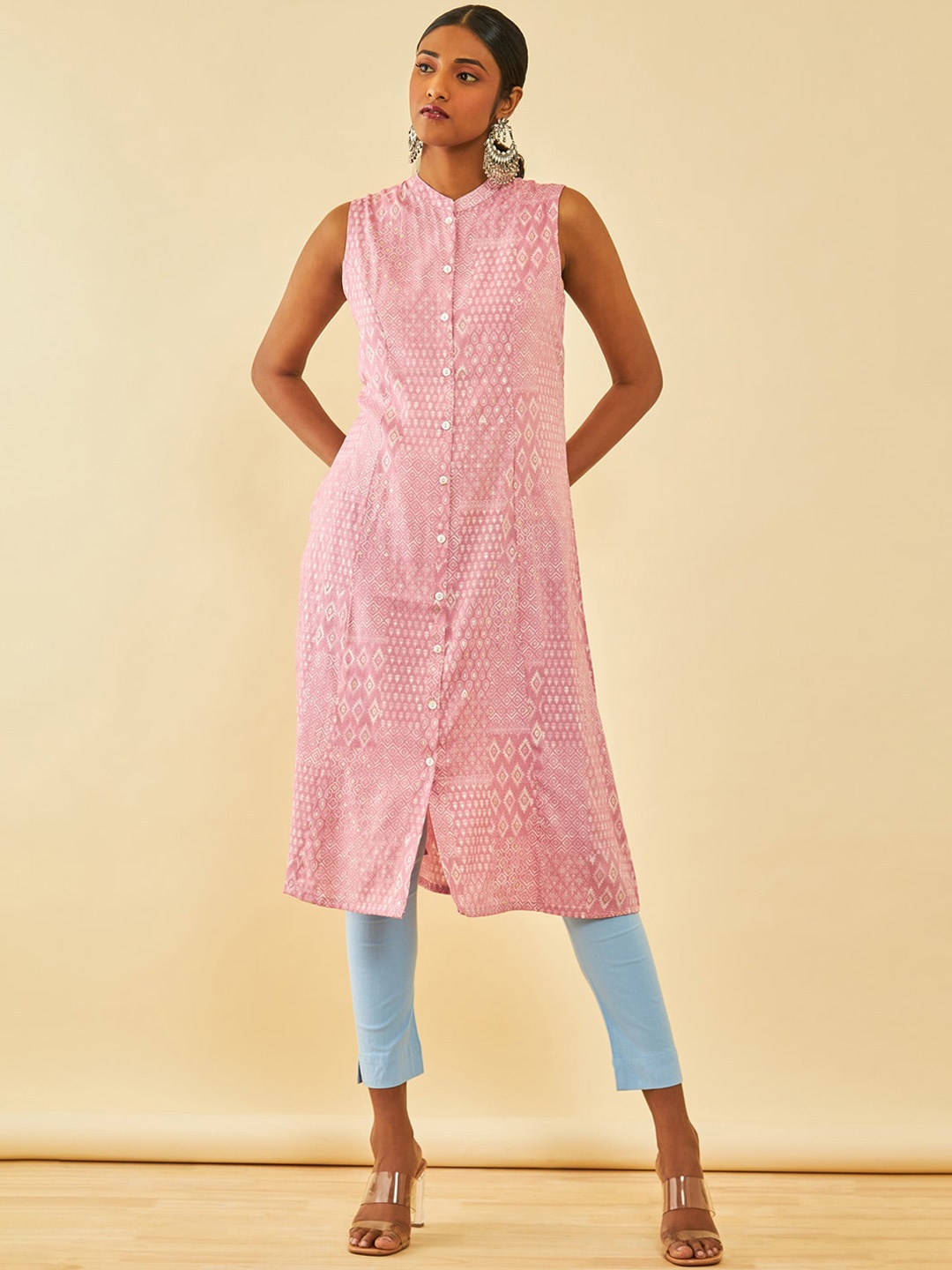 

Soch Ethnic Motifs Thread Work Kurta, Pink