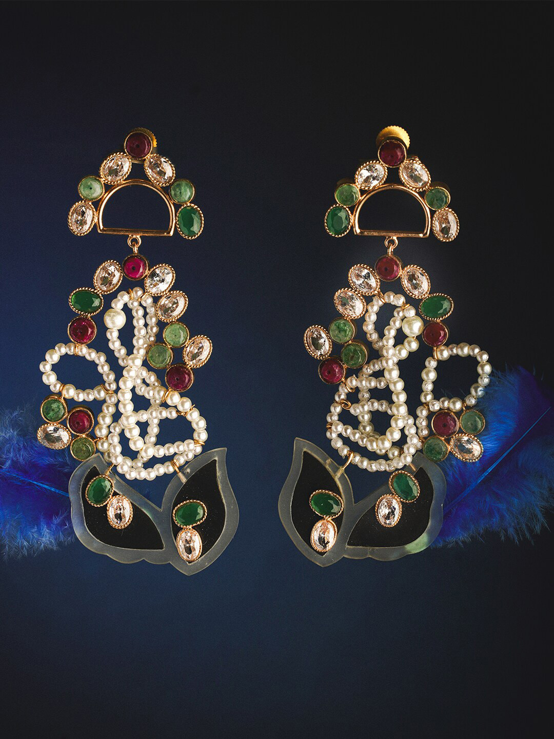 

Suhani Pittie Gold Plated Artificial Stones and Beads Drop Earrings