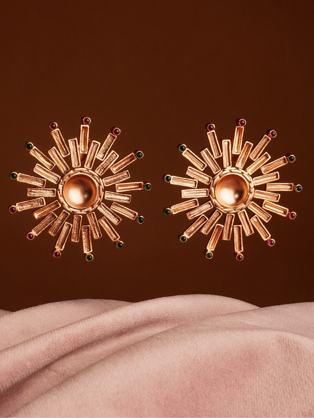 

Suhani Pittie Gold-Plated Stones Studded Sun Burst Contemporary Studs Earrings