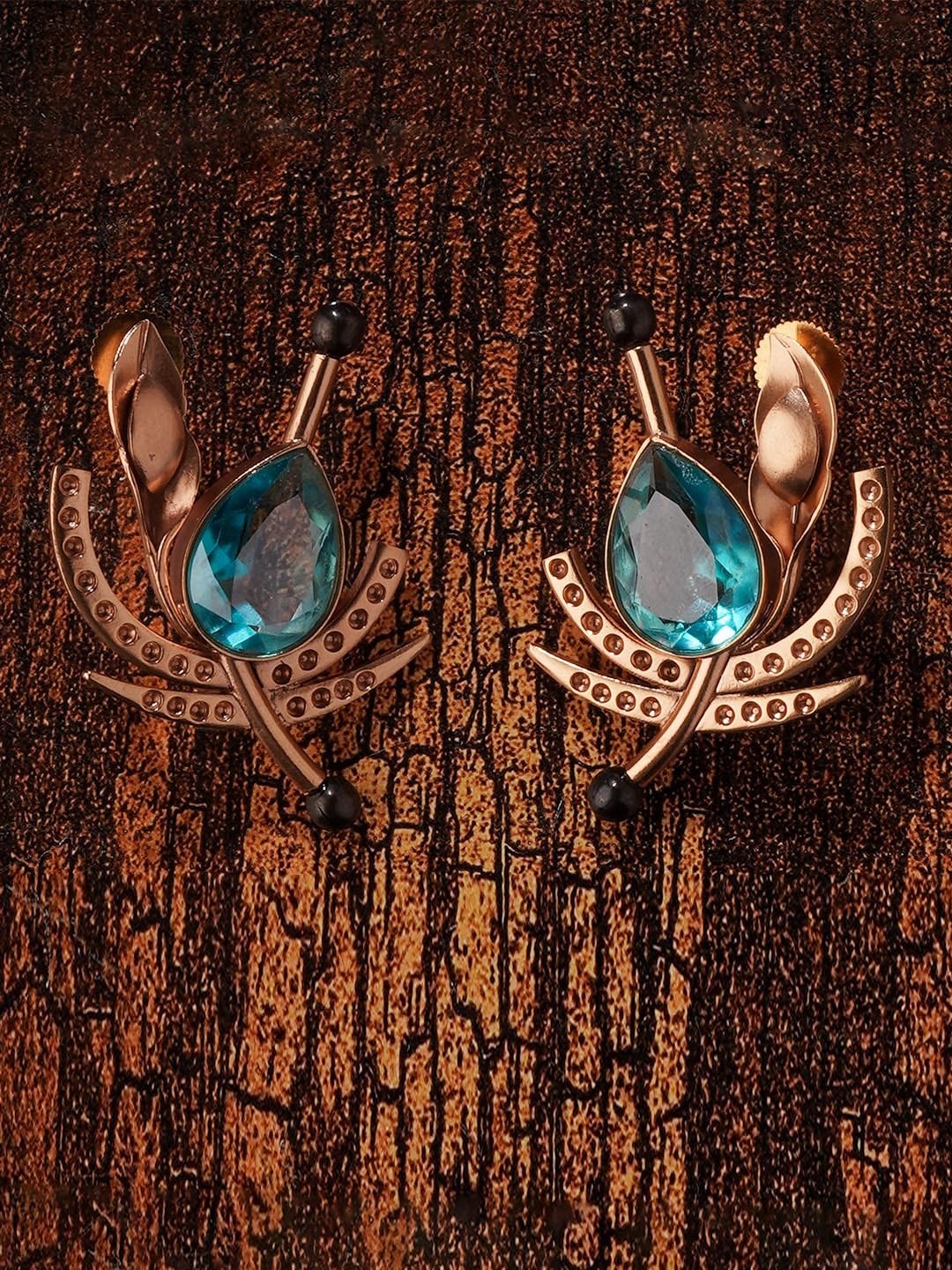 

Suhani Pittie Gold-Plated Crystals Leaf Shaped Studs Earrings